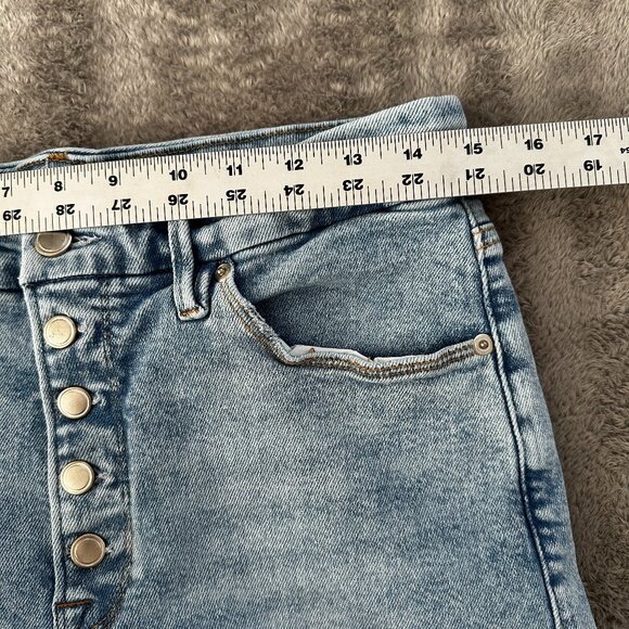 Good American Good Legs High Rise Straight Leg Jeans 12/31 Light Wash Button Fly - Picture 6 of 9